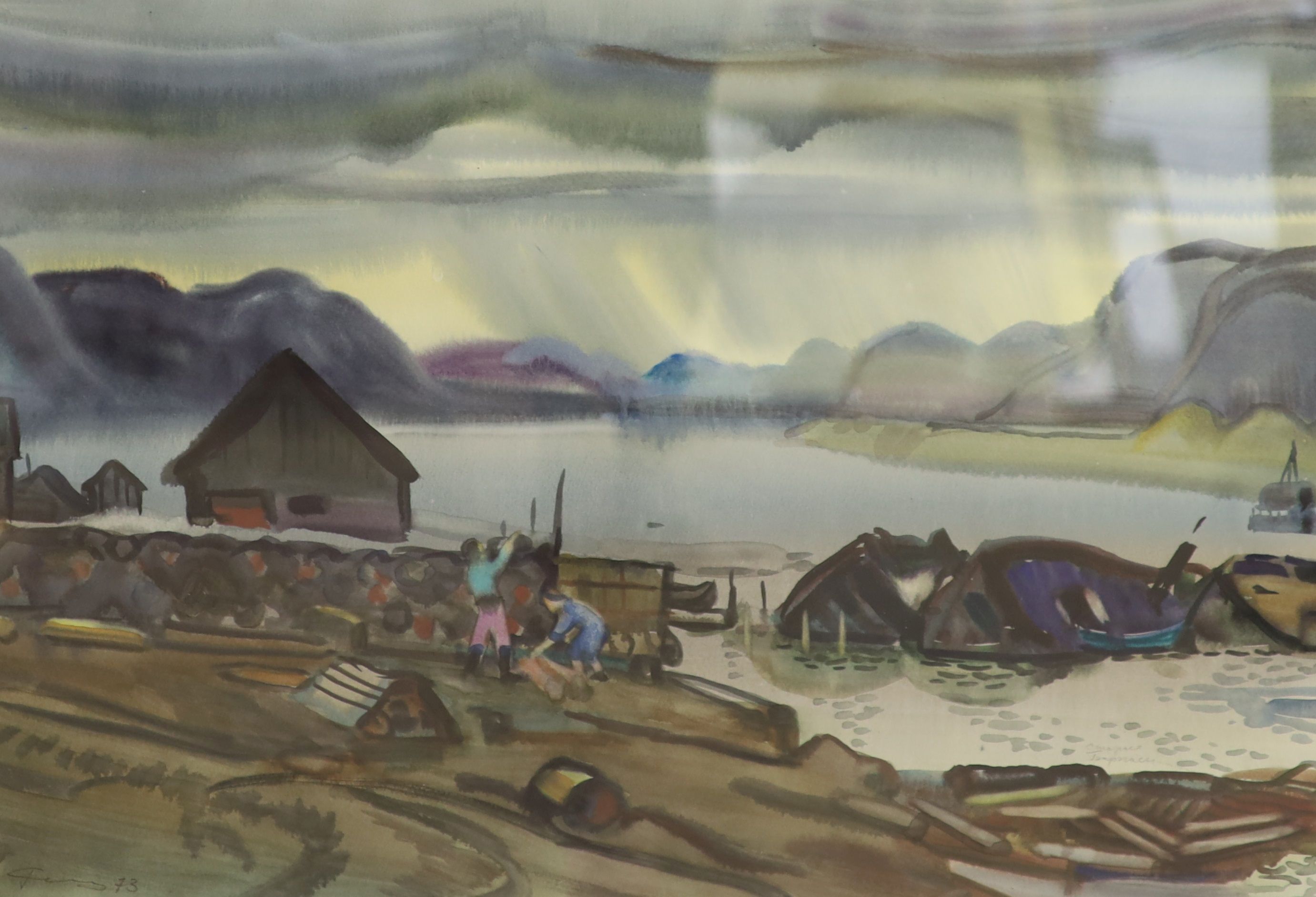 Georgy Chiganov (Russian 1925-1996), watercolour, 'Old Umba' (Kolskaland Series), signed, 49 x 68.5cm